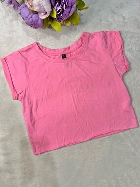 NEW Aviva Bright Pink Raw Hem Crop Top